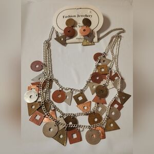 Mixed Metal Necklace & Matching Earrings NWT
